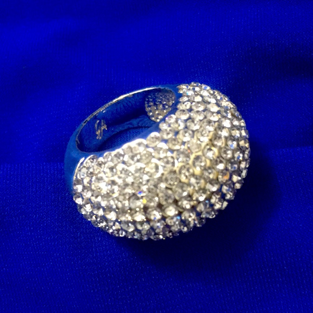 ⚠️4/$15⚠️ Grace Adele Brooklyn Statement Ring Silver Tone with Rhinestones